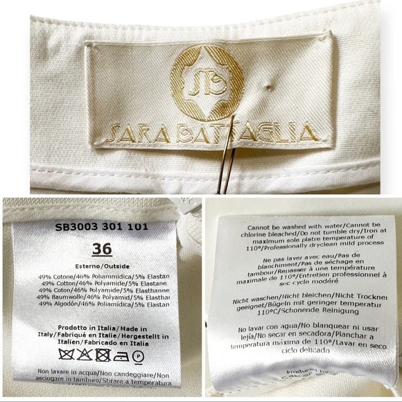 New with Tag, SARA BATTAGLIA Contrast-trim Wave Trousers In White, Size 36 IT - Picture 14 of 16